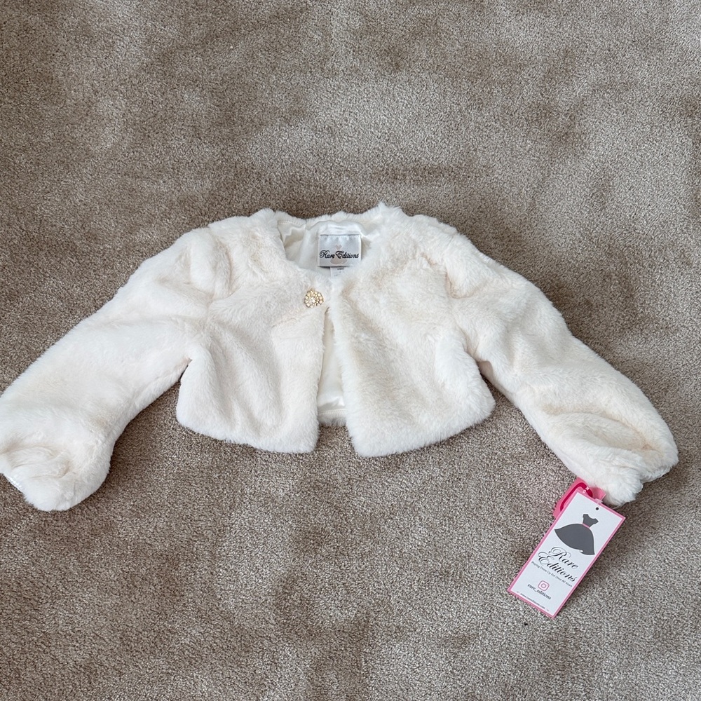 Rare Editions Cream Faux Fur Kids Cape
